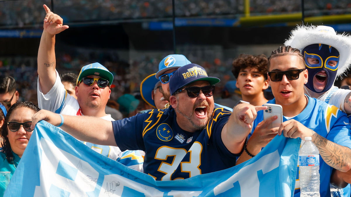 Chargers fans celebrating.