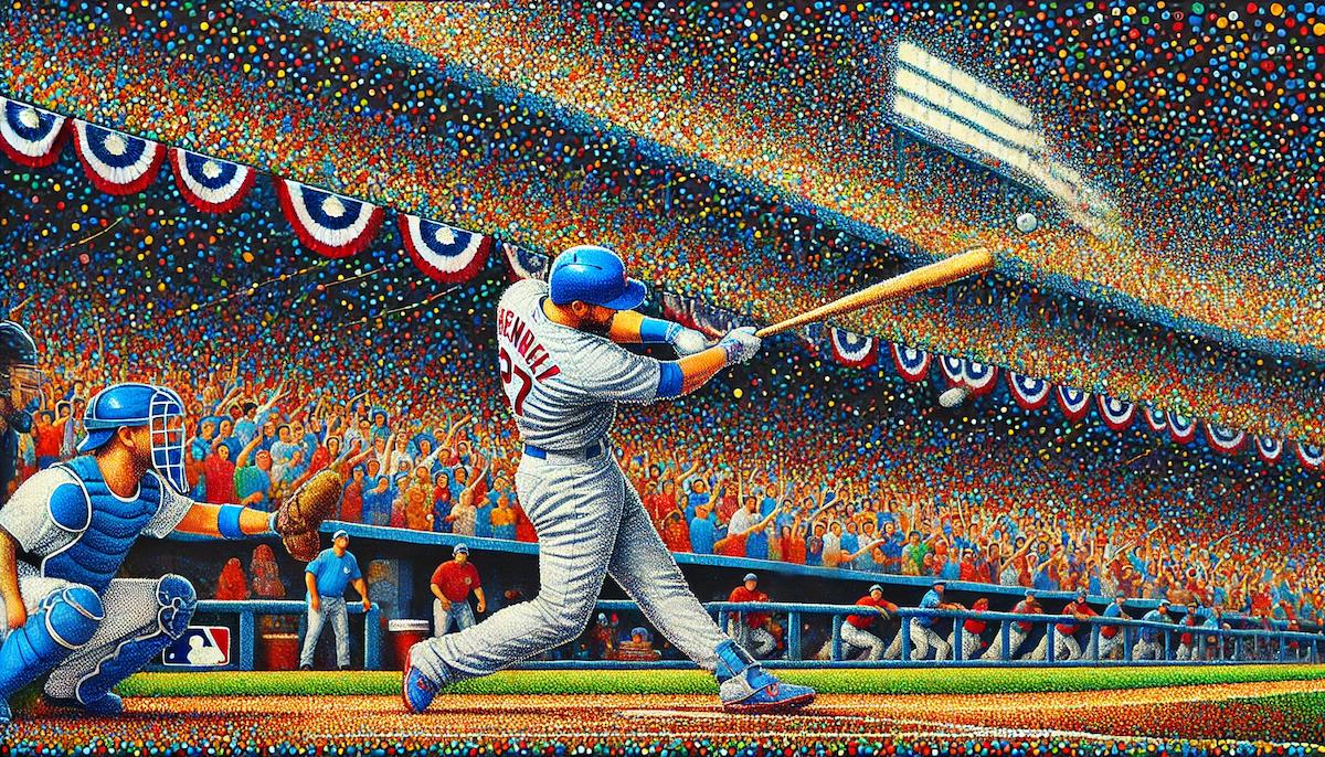 Baseball player hitting a home run.