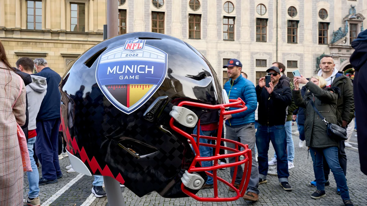 Giant NFL helmet at the Munich international game