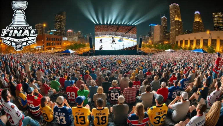 Thousands of fans gathered around a big screen watching NHL Stanley Cup hockey final.