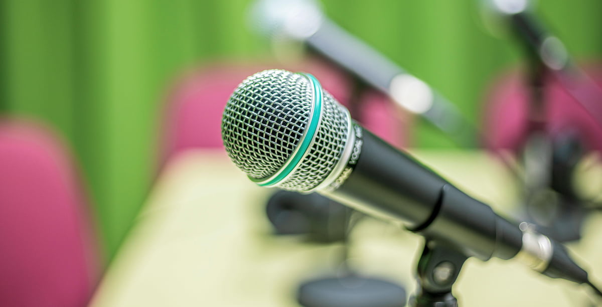 Radio microphone in studio.