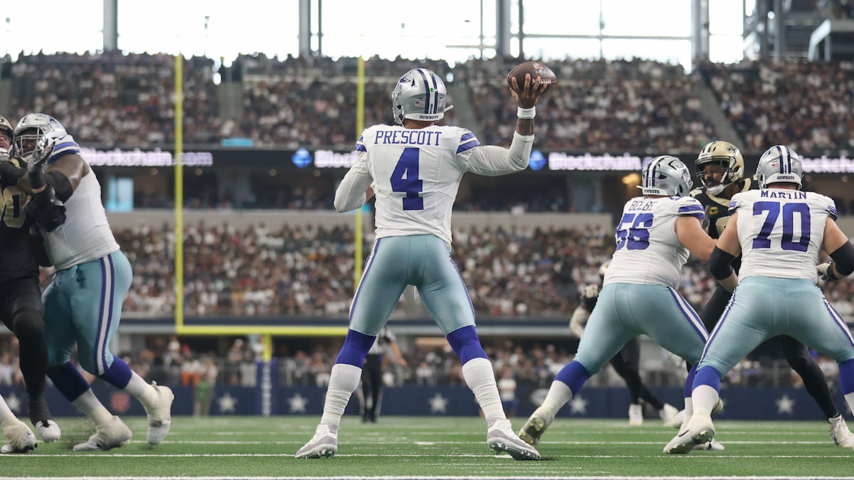 Dak Prescott prepares to throw for the Cowboys against the Saints.