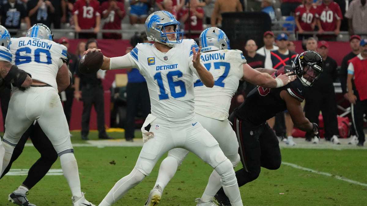 QB Jared Goff prepares to throw the ball for the Detroit Lions.