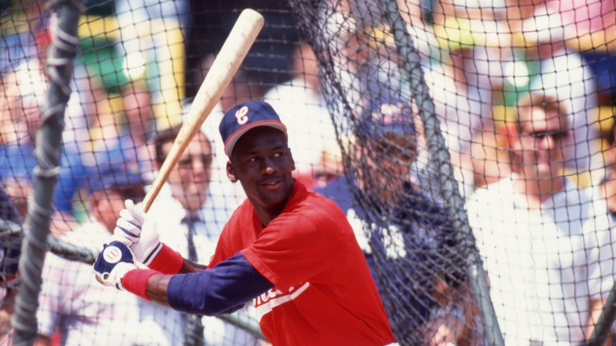 Michael Jordan at batting practice for the Chicago White Sox