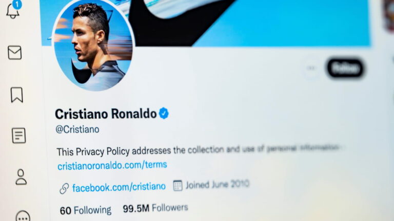 Cristiano Ronaldo's Facebook page with around 100 million followers.