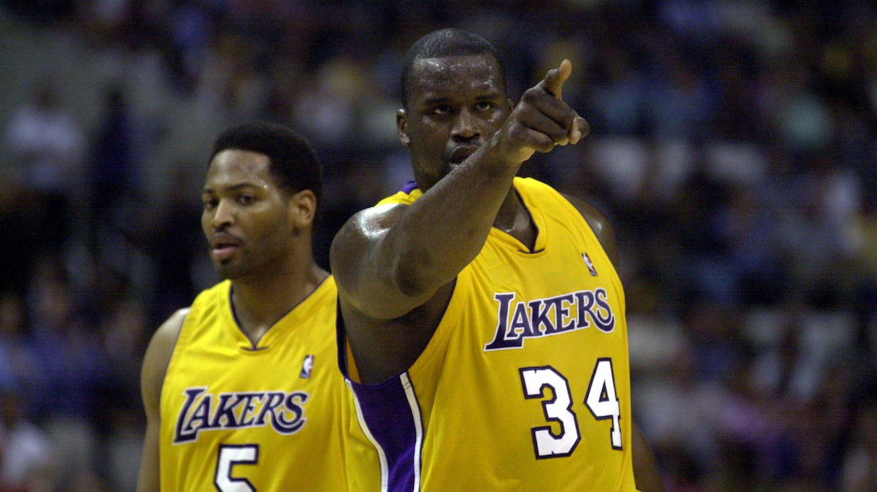 Shaquille O'Neal playing for the LA Lakers