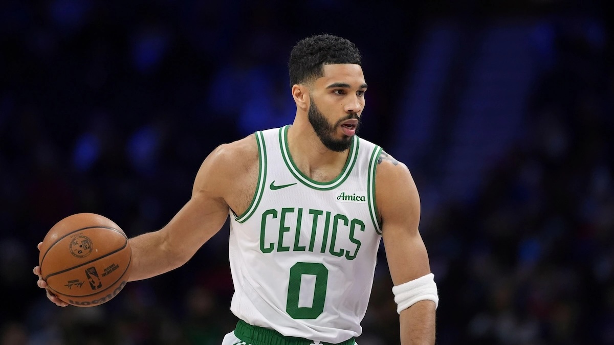 Jayson Tatum playing for the Boston Celtics.