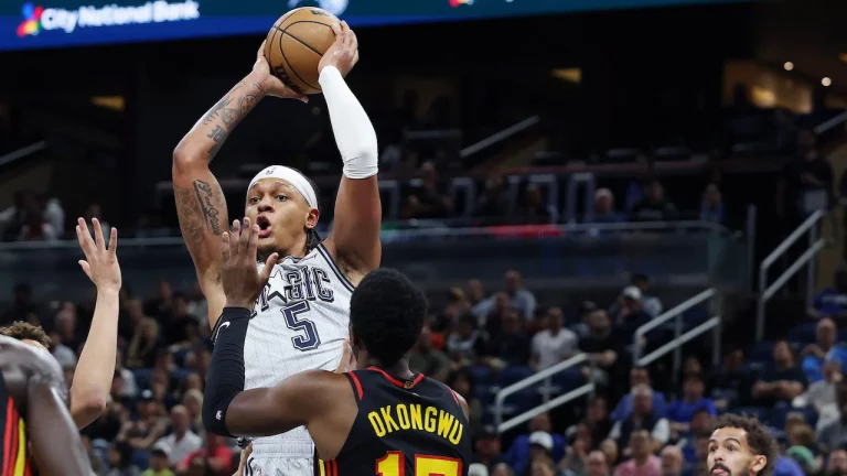 Paolo Banchero playing for the Orlando Magic against the Atlanta Hawks.
