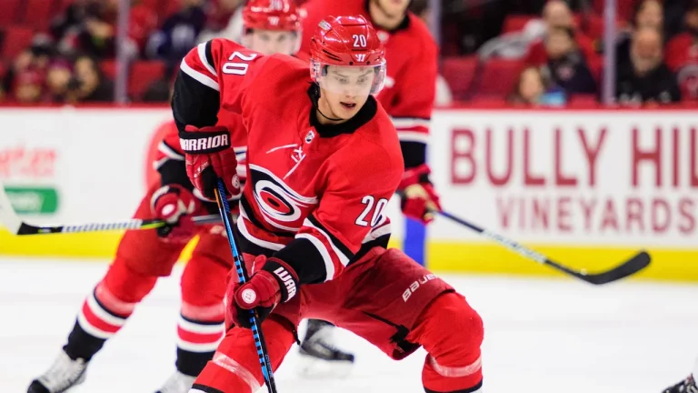 Sebastian Aho scoring for the Carolina Hurricanes.