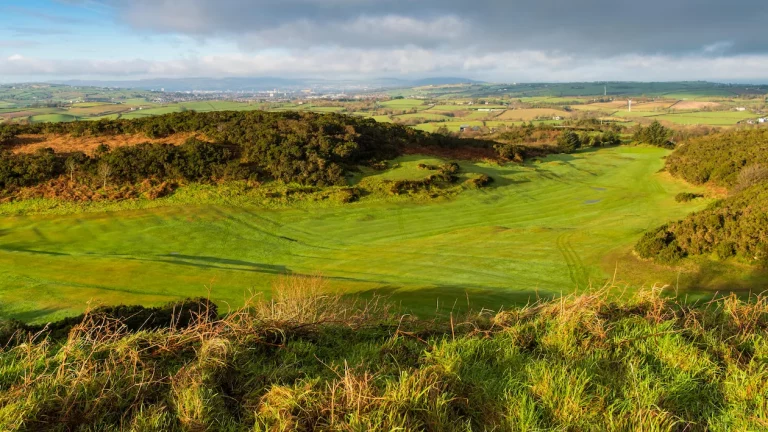 A long hole at a golf course in Ireland.