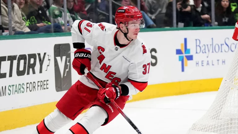 Andrei Svechnikov playing for the Carolina Hurricanes.