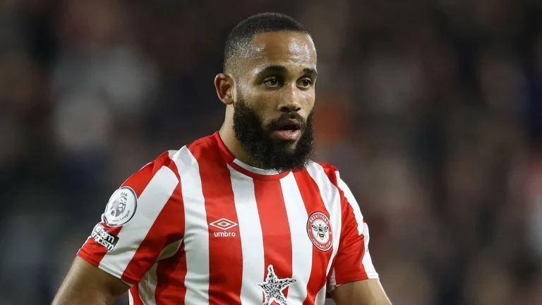 Bryan Mbeumo playing for Brentford in the English Premier League.