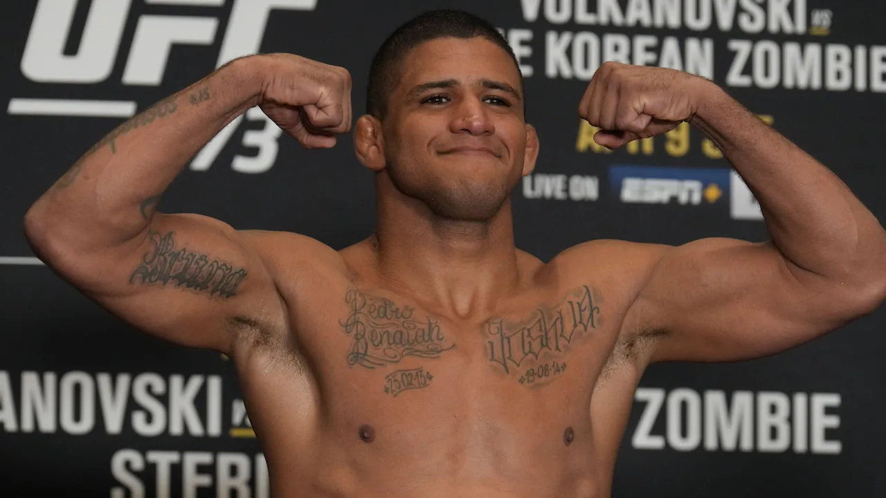 Gilbert Burns weighing in for a UFC fight.