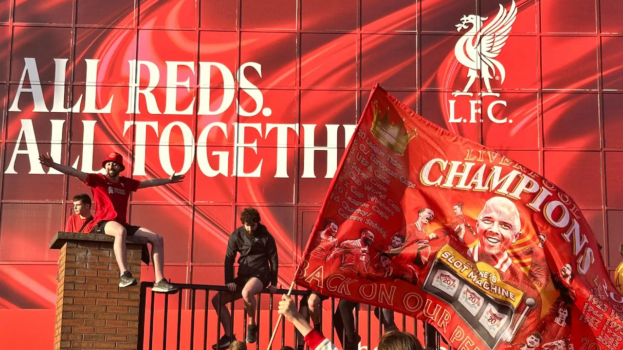 Liverpool fans after winning the 2024-25 English Premier League title.