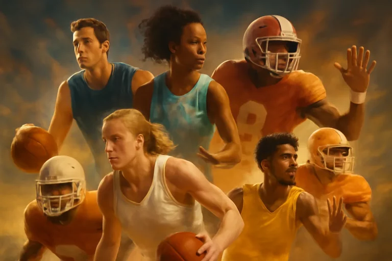 College sports stars in action
