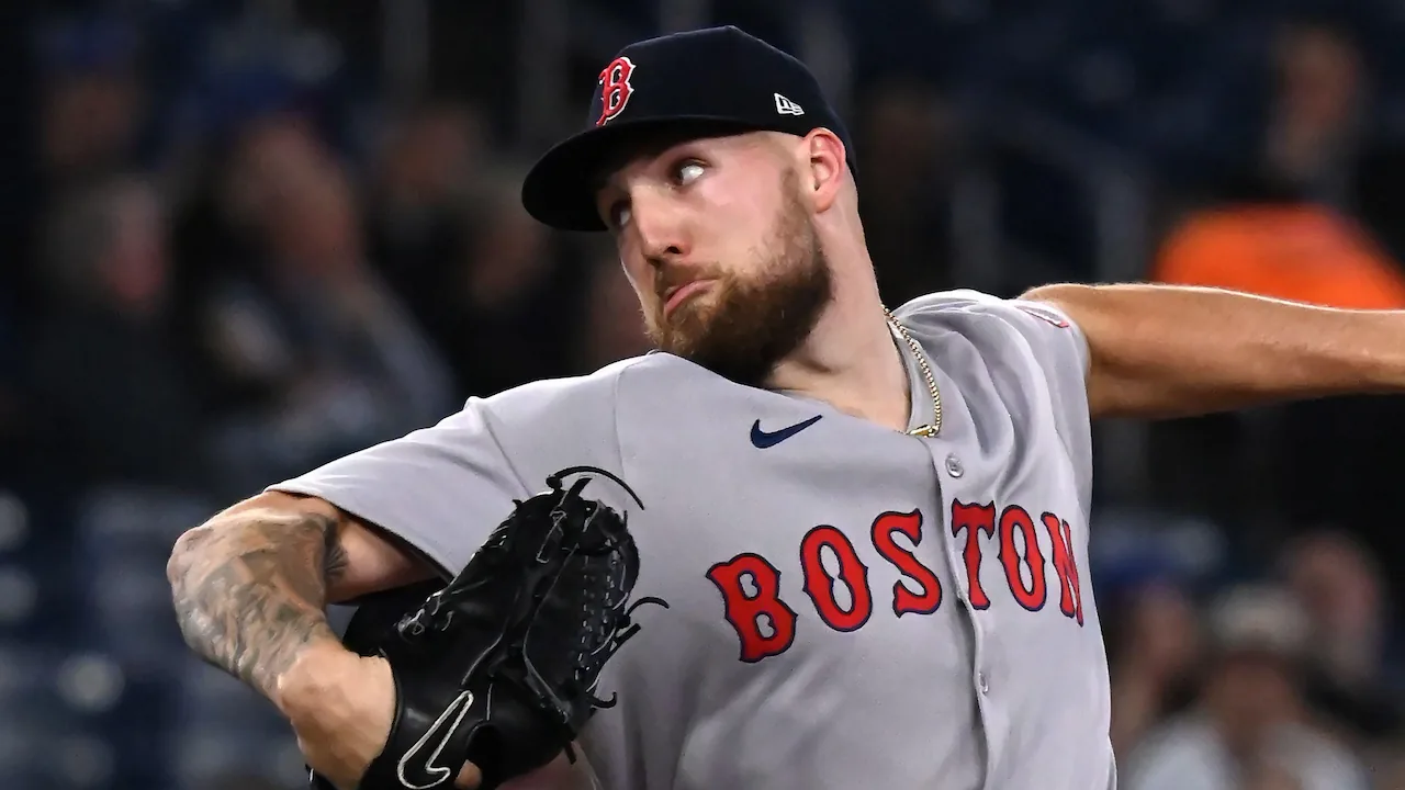 Garrett Crochet pitching for the Boston Red Sox.