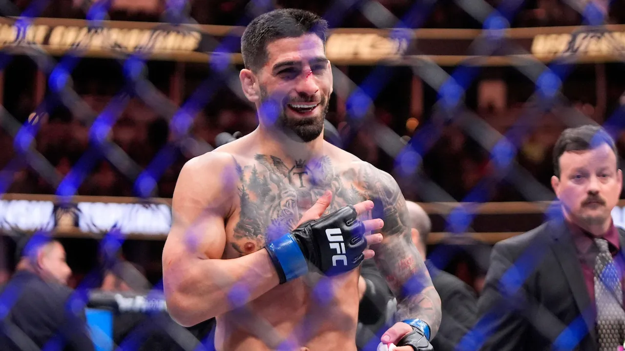 Illi Topuria after winning a UFC fight.
