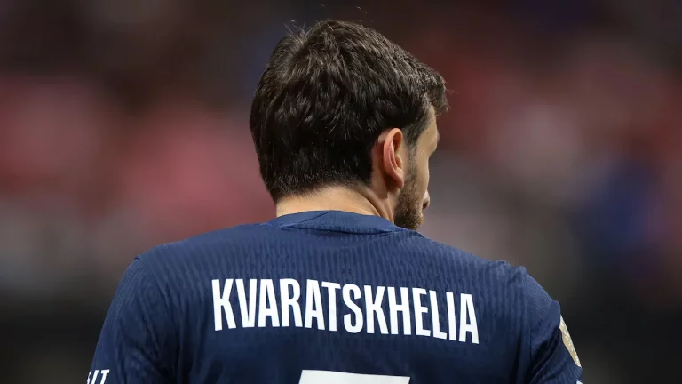 Khvicha Kvaratskhelia playing for PSG in the FIFA Club World Cup.