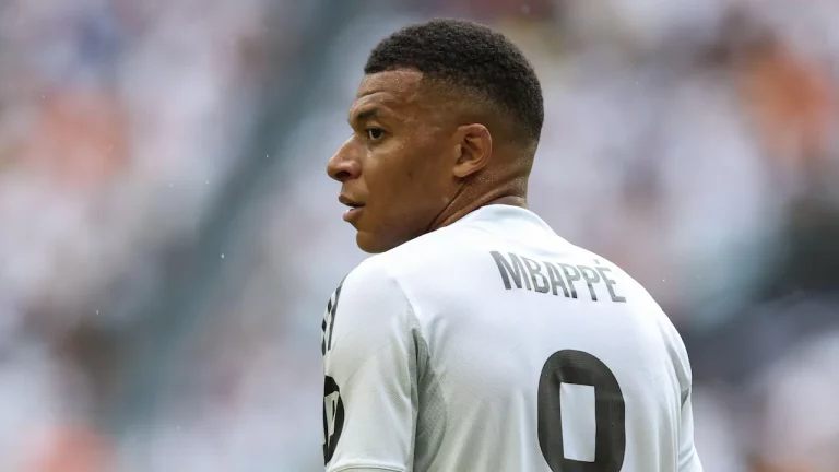 Kylian Mbappe playing for Real Madrid.